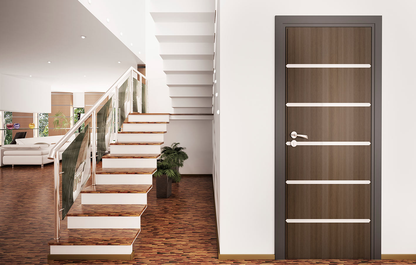 Pflege Zimmertüren Zimmertür heller Raum mit Treppe